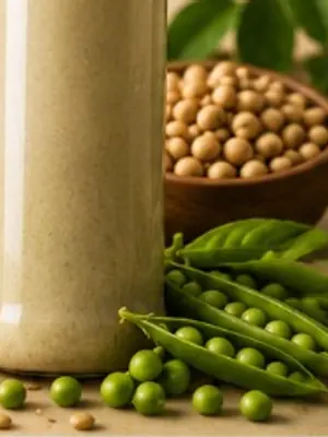 Plant protein ingredients with peas, soybeans, and grains for nutrition