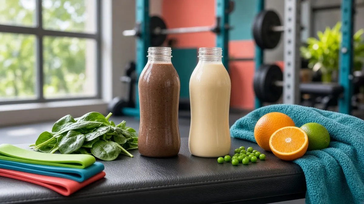 Plant protein shakes ready for workout recovery and daily protein support