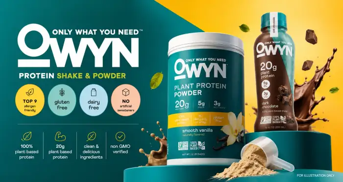 OWYN vegan protein shake and OWYN protein powder with plant based protein drinks for dairy free nutrition
